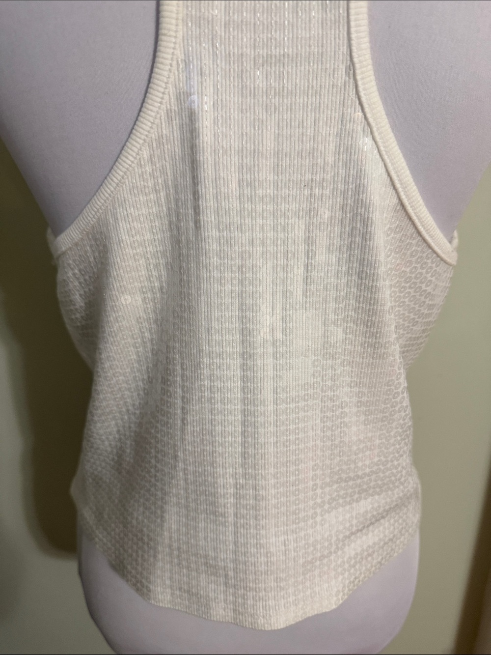 Express Cream Ribbed Racerback Tank Top - Picture 4 of 4